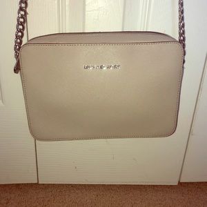 Michael Kors small grey cross body leather bag